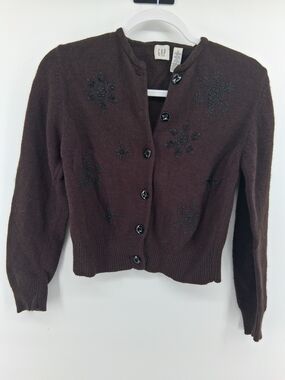 Vintahe GAP Women's Embroidered Button Cardigan
